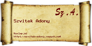 Szvitek Adony névjegykártya